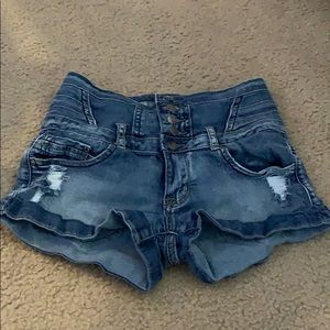 High Waisted Ripped Jean Shorts